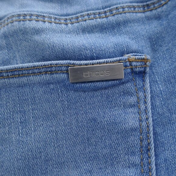Chicos Womens So Slimming Girlfriend Destructed Crop Jeans 0 Size 4 Blue Stretch - Picture 6 of 12